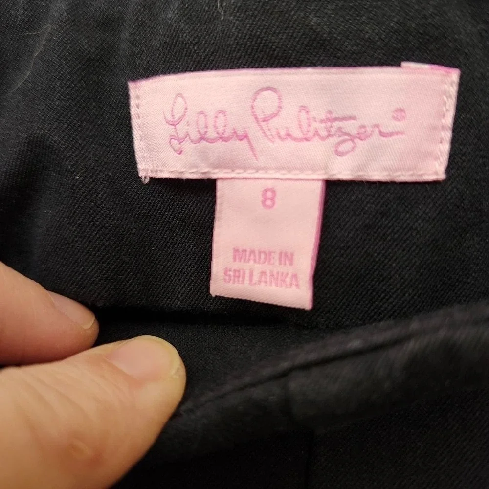 Lilly Pulitzer Black low-rise work‎ pants straight leg Womens Sz 8